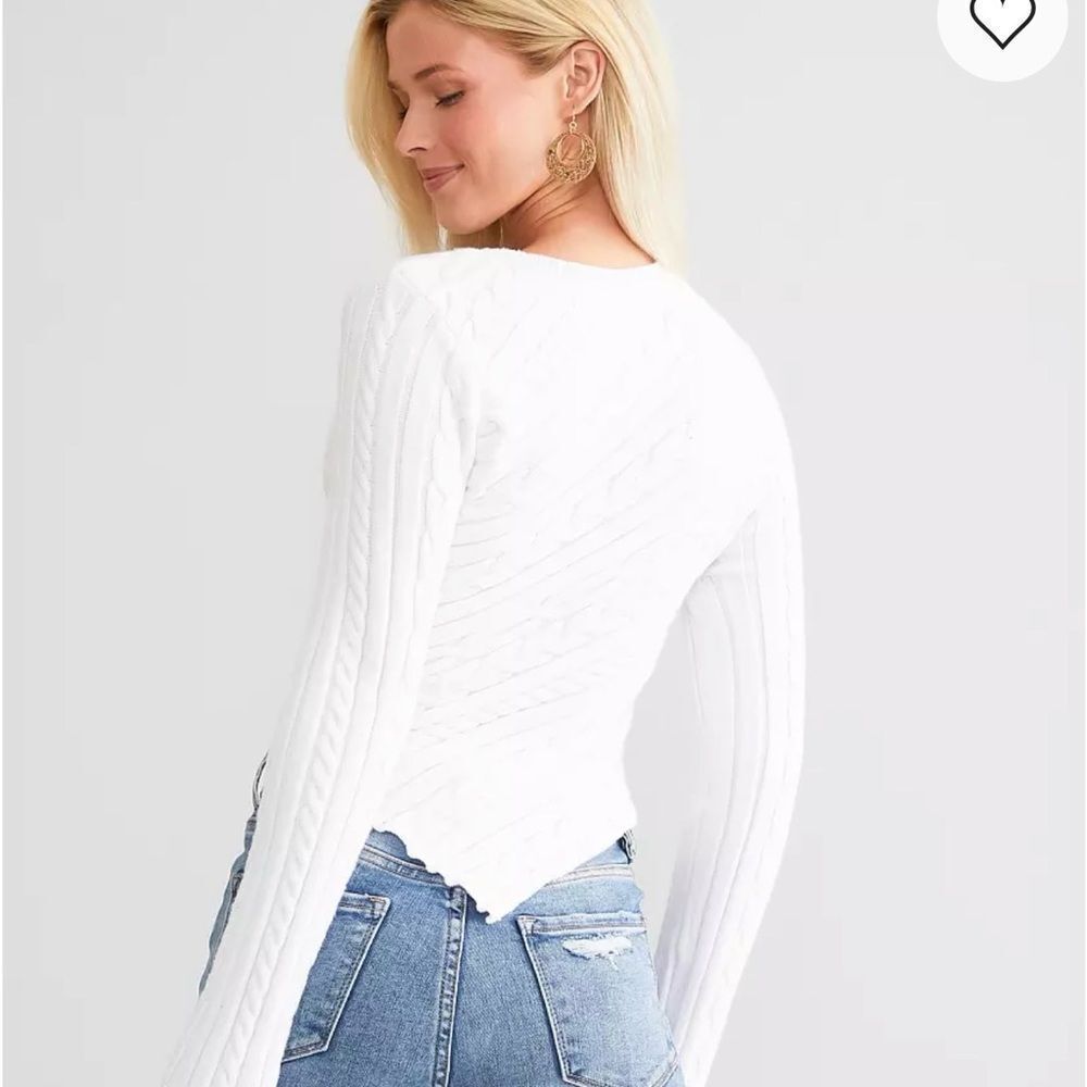 Chic Cable Knit Sweater - white - Picture 4 of 10